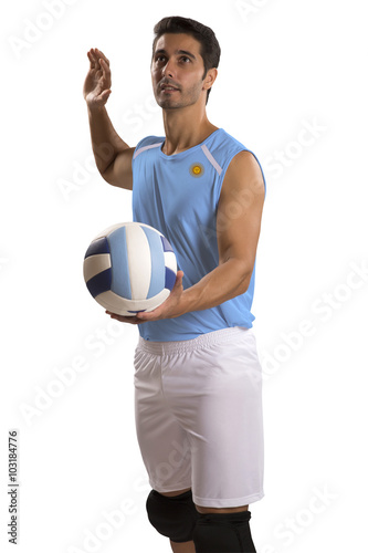 Professional Argentine Volleyball player with ball.