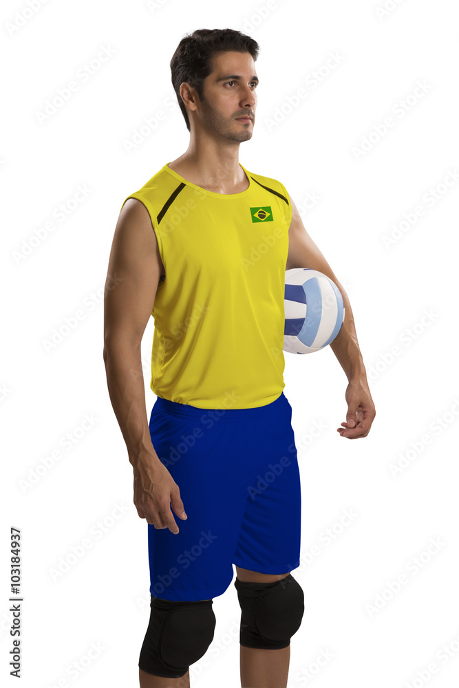 Professional Brazilian Volleyball player with ball. Professional Brazilian Volleyball player with ball.