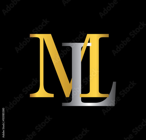 ML initial letter with gold and silver