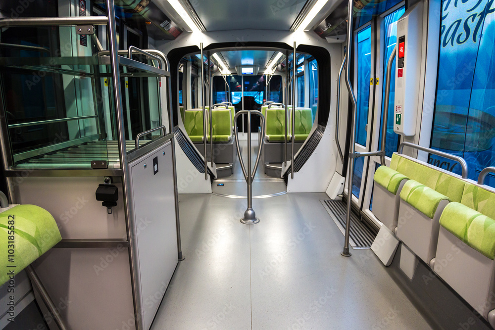 Naklejka premium New modern tram in Dubai, UAE