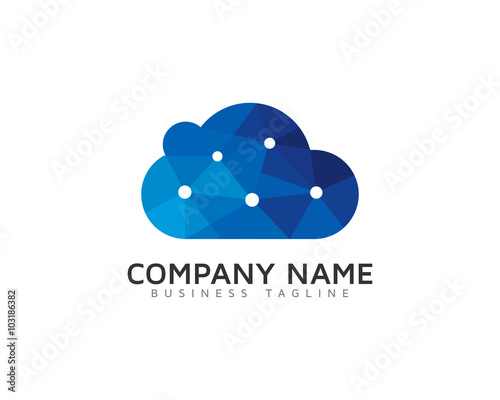 Cloud Pixel Dot Logo Design Template