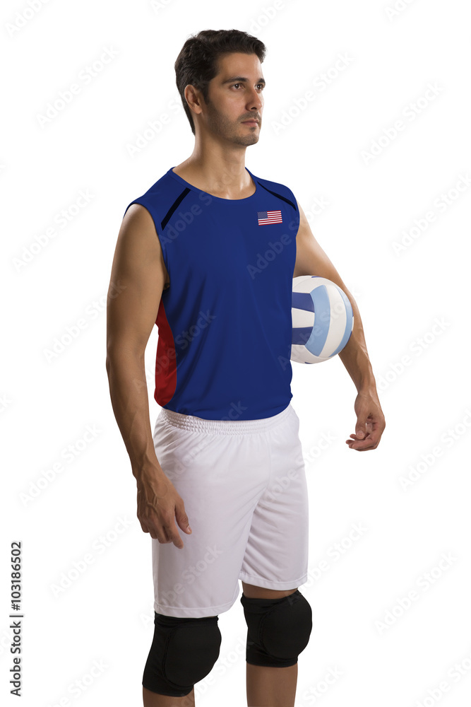 Professional American Volleyball player with ball. Professional American Volleyball player with ball.