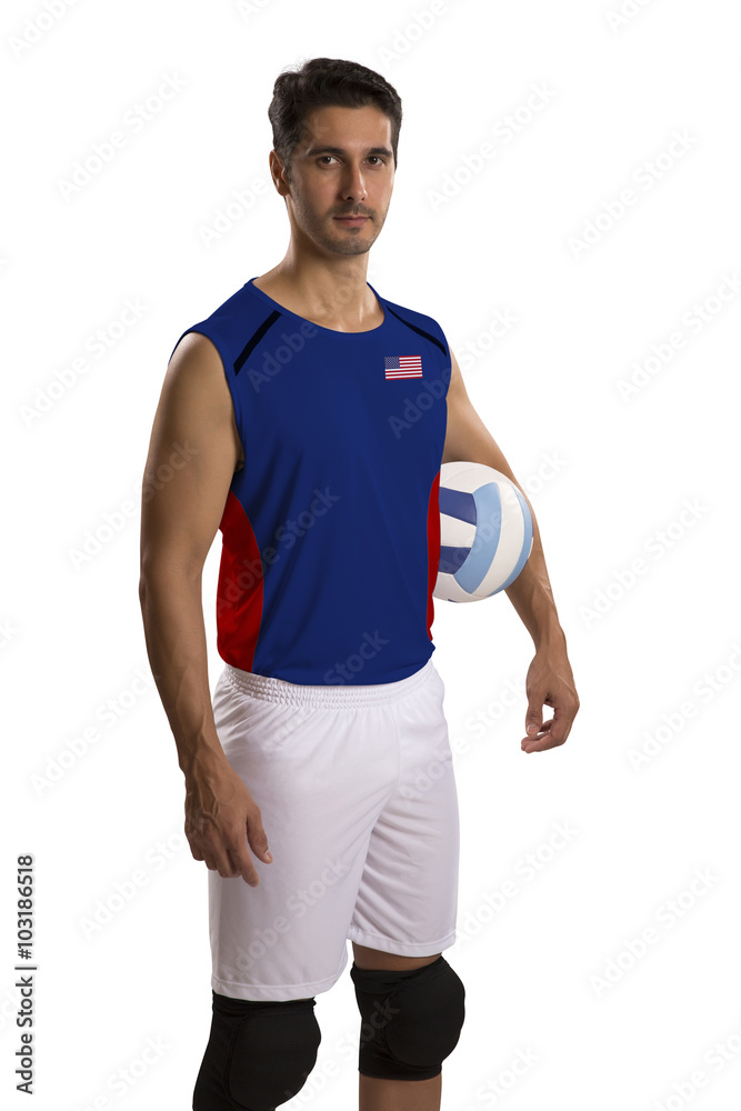 Professional American Volleyball player with ball. Professional American Volleyball player with ball.