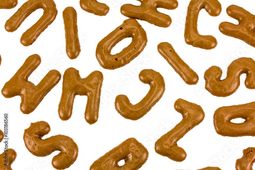 cookie letter alphabet on white background!