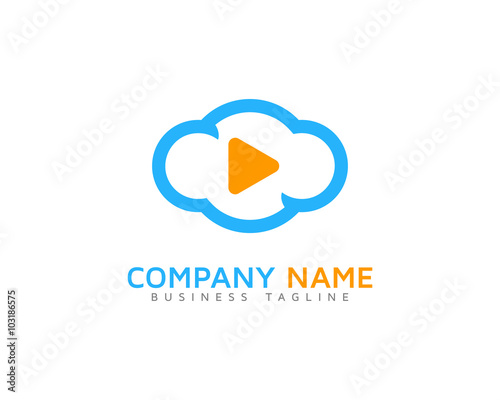 Cloud Media Play Logo Design Template