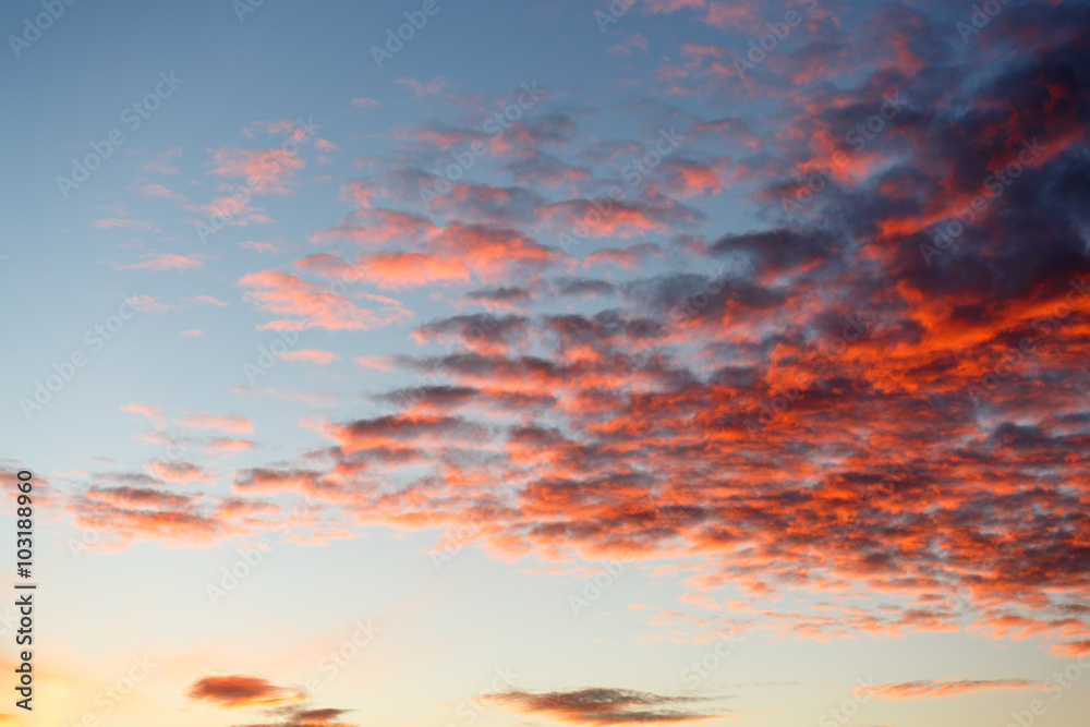 Bright red clouds