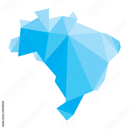 blue polygonal Brazil map