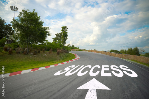 business concept picture of success and road arrow direction sig photo