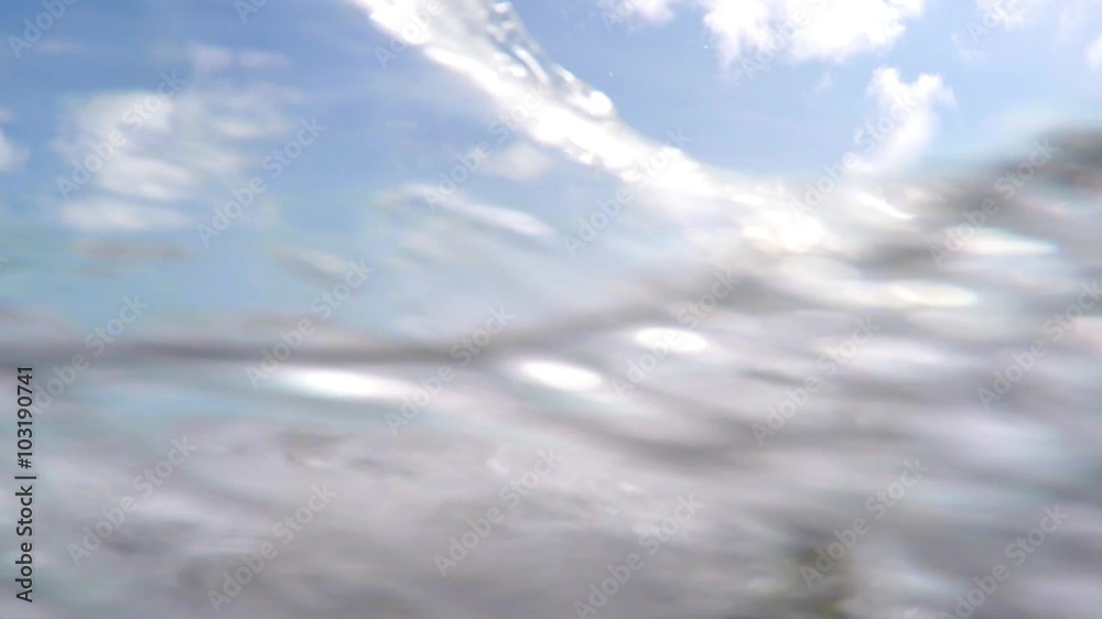2.7k. Foam Sea Waves at Paradise Beach and Blue Sky 2.7k. Foam Sea Waves at Paradise Beach and Blue Sky