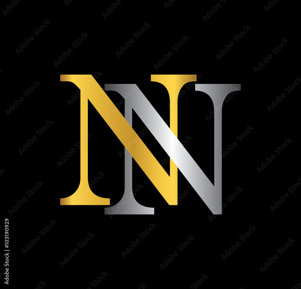 NN initial letter with gold and silver NN initial letter with gold and silver