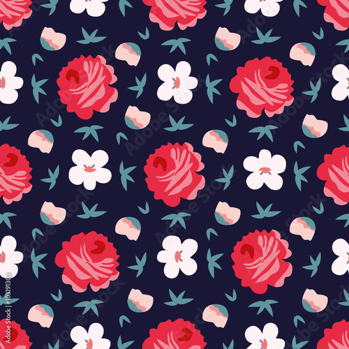 seamless vintage flower pattern vector