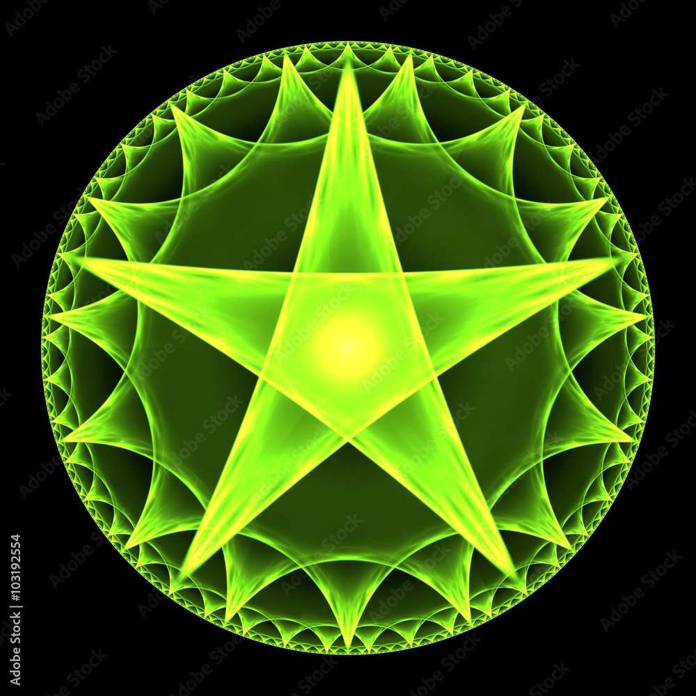 Fototapeta premium Green Pentangle Abstract Fractal Design