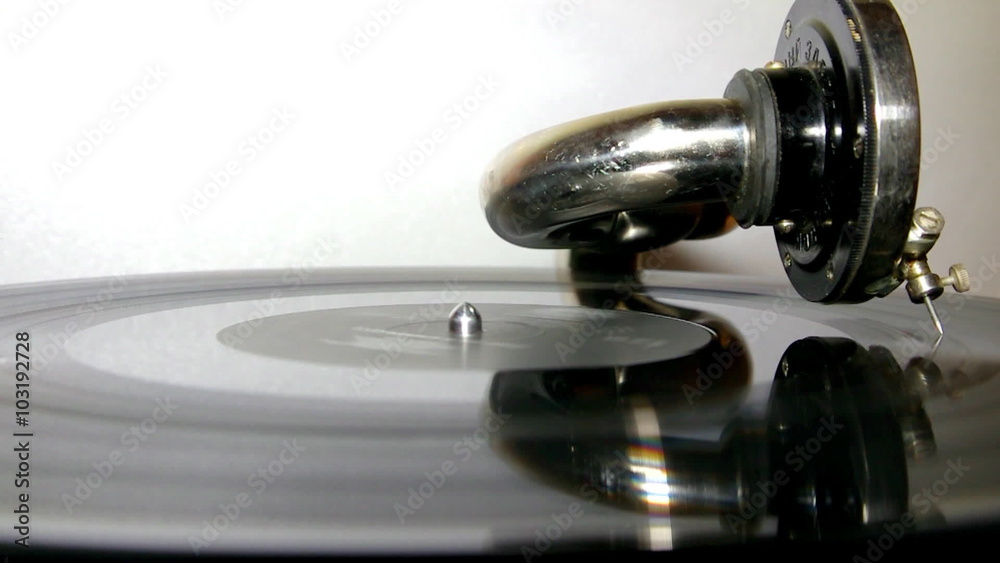 Vinyl record on an old gramophone Vinyl record on an old gramophone