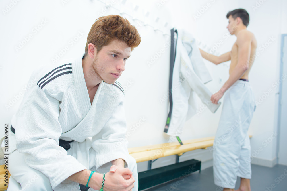in the dressing room in the dressing room