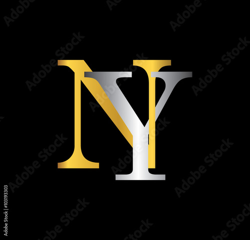 NY initial letter with gold and silver