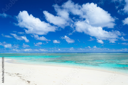 Fototapeta Naklejka Na Ścianę i Meble -  White beach on desert island in Rarotonga, Cook Islands