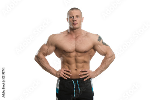 Portrait Of A Bodybuilder Over White Background