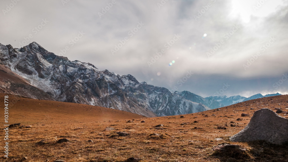 4K Timelapse. Cloudy in mountain Tian Shan, Sairam-Su, Kazahkstan 4K Timelapse. Cloudy in mountain Tian Shan, Sairam-Su, Kazahkstan