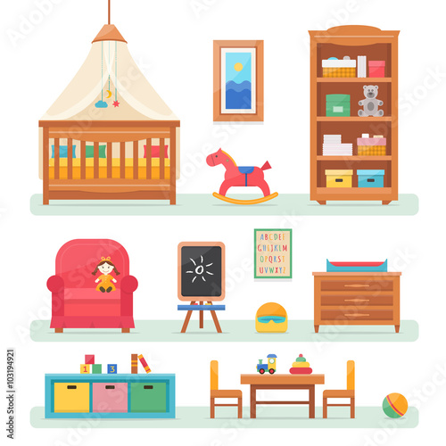 Baby room with furniture. 