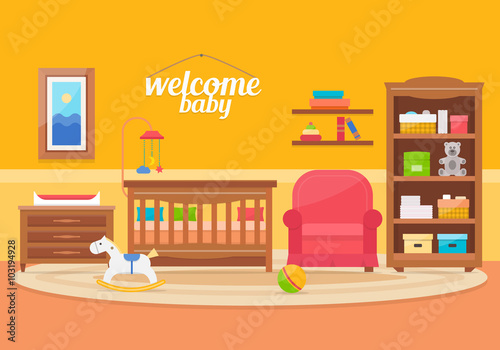 Baby room with furniture. 