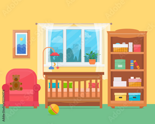 Baby room with furniture. 