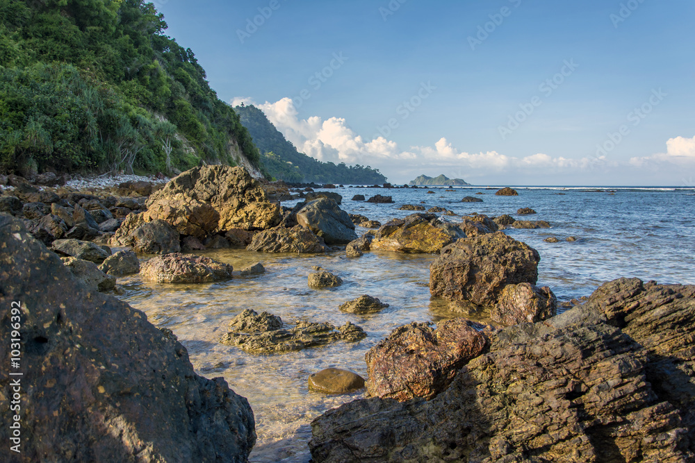 Rocks in Red Island beach, Banyuwangi, East java, Indonesia