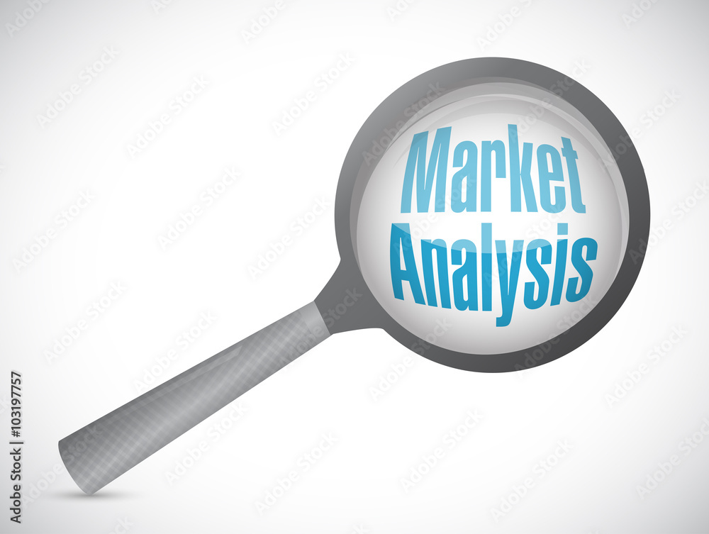 market analysis glass magnify sign concept market analysis glass magnify sign concept