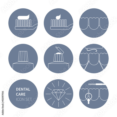 Dental care simple line icons. Vector illustration, easy editable.