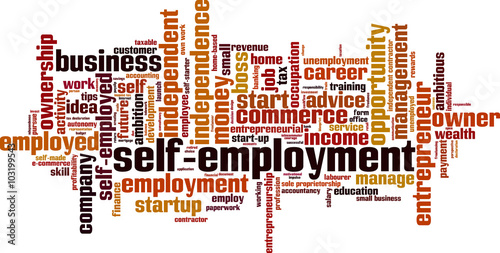 Self-employment word cloud concept. Vector illustration
