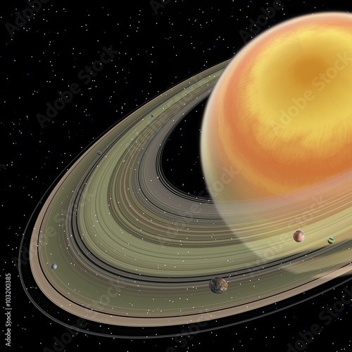 Fototapeta Naklejka Na Ścianę i Meble -  Saturn Planet - Saturn is the sixth planet in our solar system and has planetary rings with 150 moons.