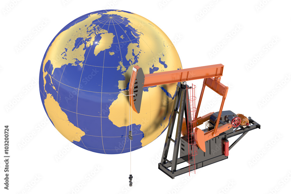 Fototapeta premium Pumpjack with globe