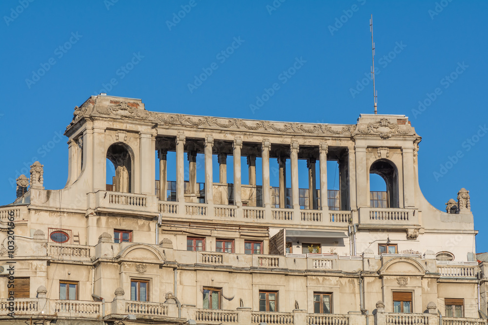 Bucharest, Romania – January 10: Part of old building on January