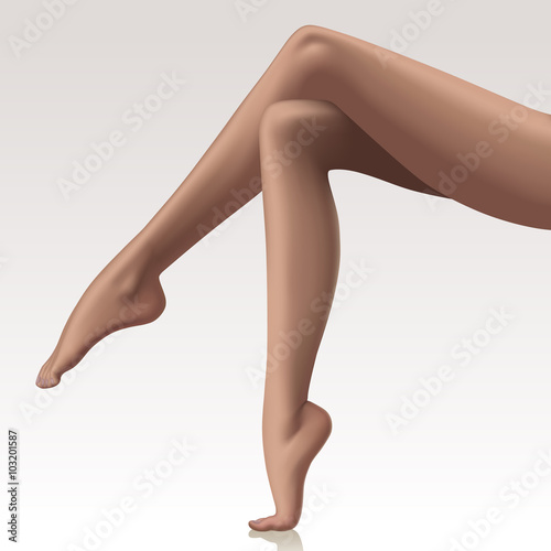 Crossed beautiful woman's legs in tights