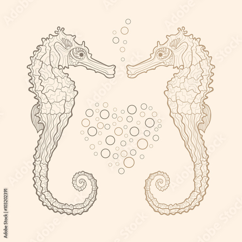 Vector seahorse in love