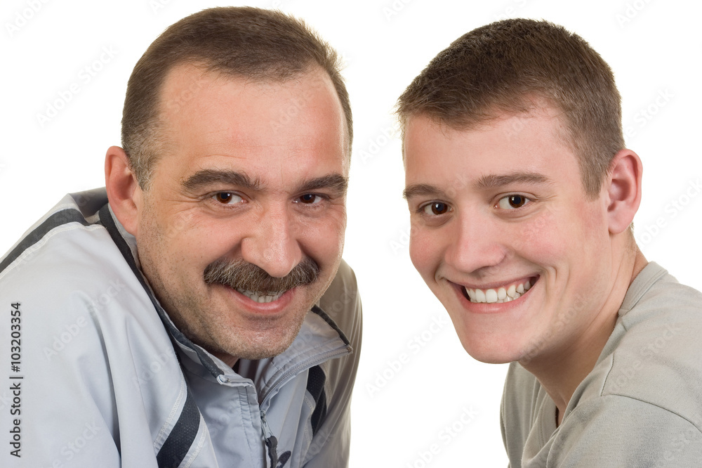 Happy and smiling father and son Happy and smiling father and son