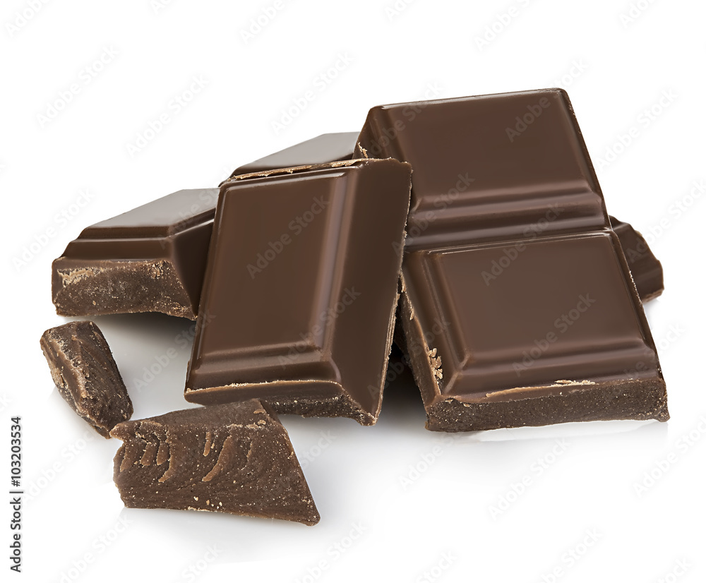 Fototapeta premium Chocolate bars close-up isolated on a white background.