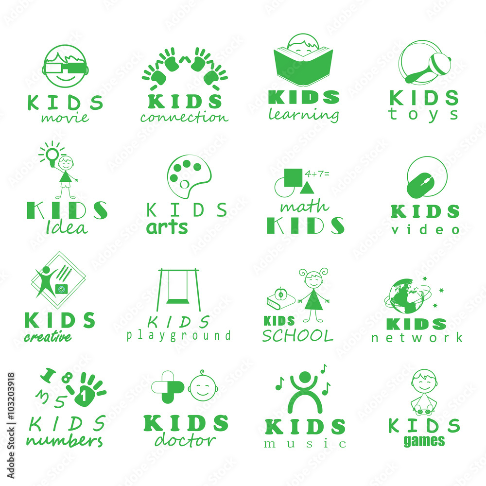 Kids Logo Icons Set - Vector Illustration Kids Logo Icons Set - Vector Illustration
