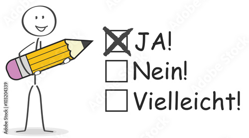 Strichmännchen stimmt mit JA