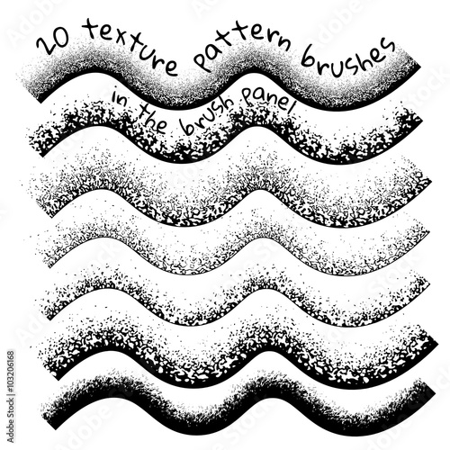 Collection of vector texture pattern  brushes.