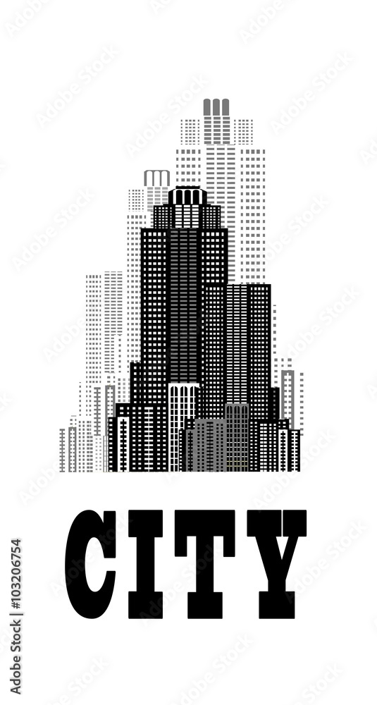 skyscrapers retro poster