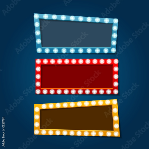 Vector bright retro banners with light effects