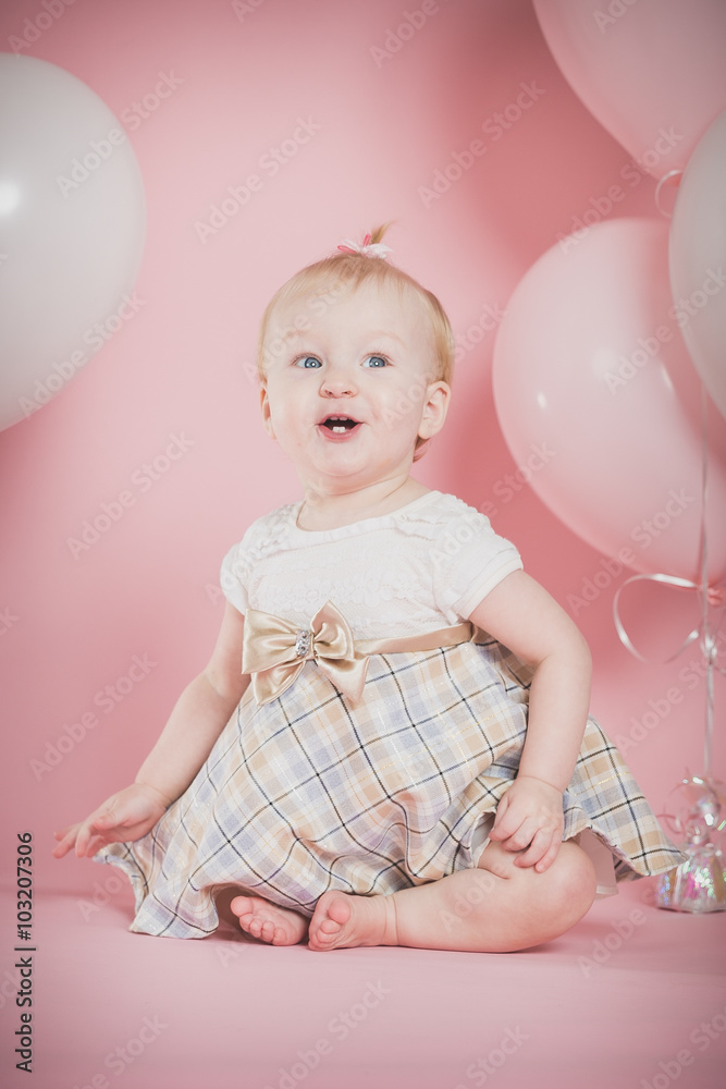 One year old girl birthday portrait One year old girl birthday portrait