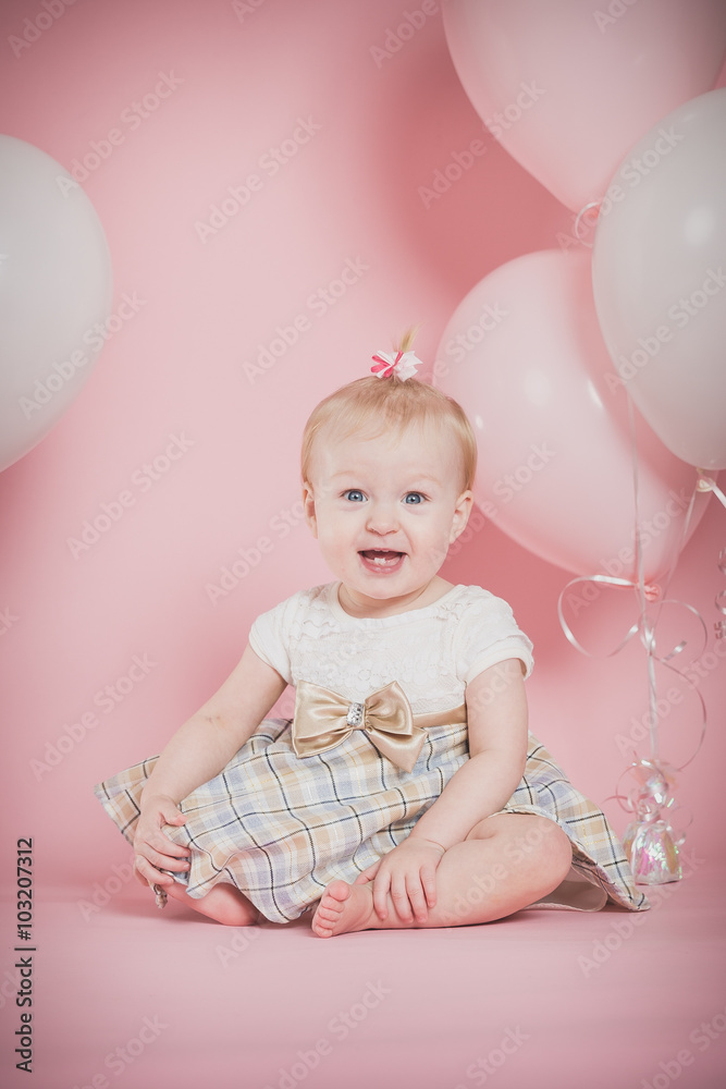 One year old girl birthday portrait One year old girl birthday portrait