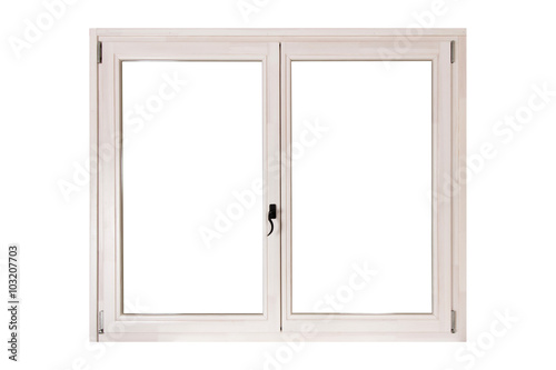 white wooden double door window isolated on white background