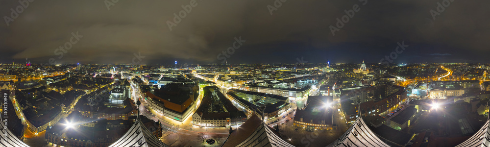 Fototapeta premium 360 degree panoramic view of Hannover at night