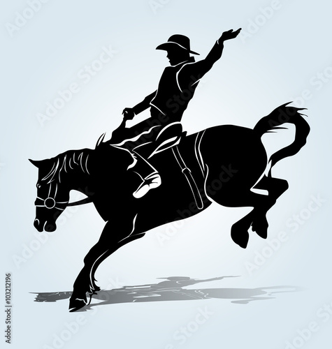 Vector silhouette of a rodeo rider