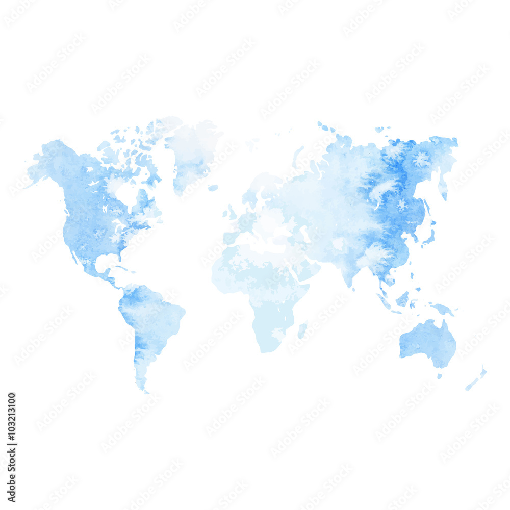 Obraz premium Watercolor world map