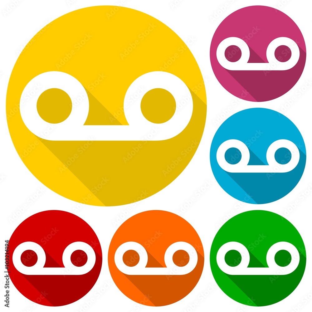 AudioTape icons set with long shadow AudioTape icons set with long shadow