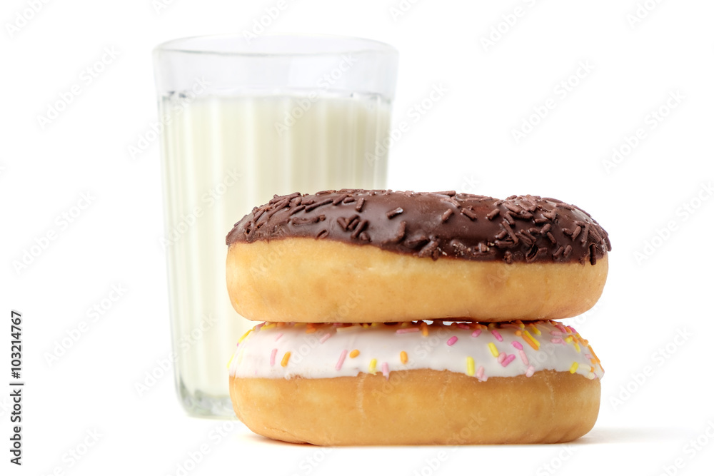 Glass of milk and donuts Glass of milk and donuts