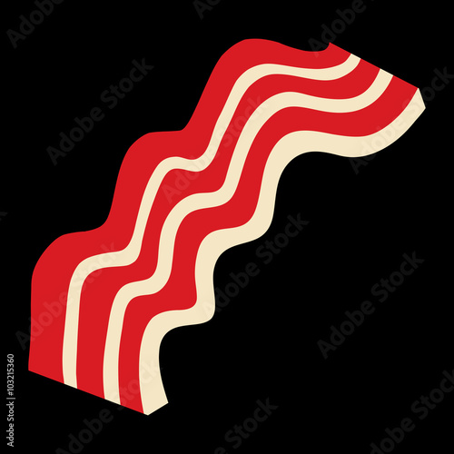 Bacon strip meat vector icon